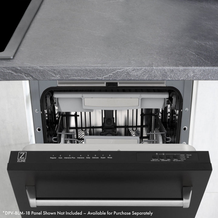 ZLINE 18" Tallac Series 3rd Rack Top Control Dishwasher with Traditional Handle 51dBa