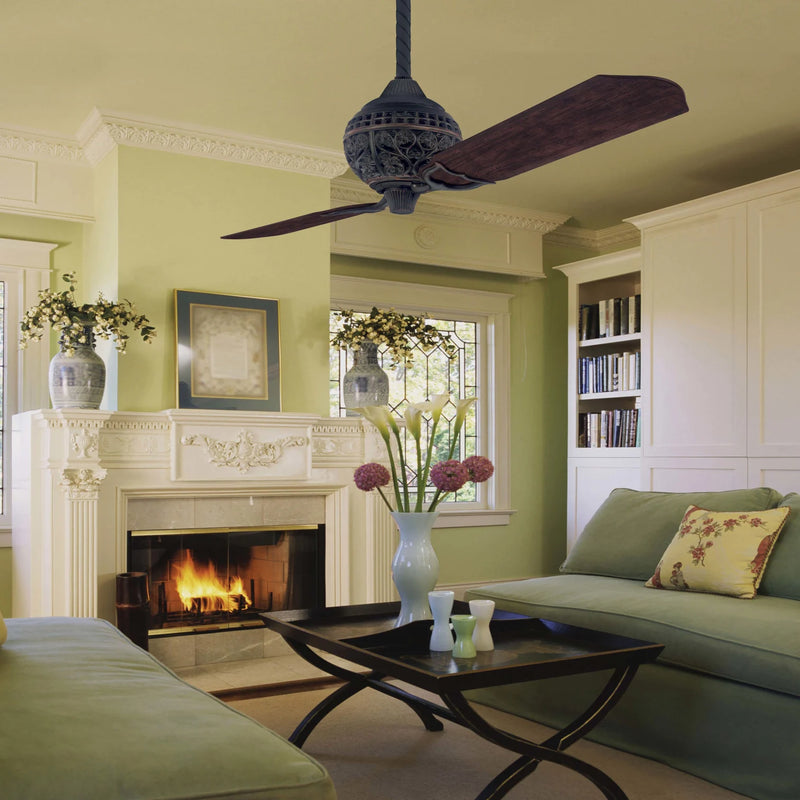 Hunter 60-Inch 1886 Limited Edition Ceiling Fan - Midas Black/Distressed Dark Cherry Basswood