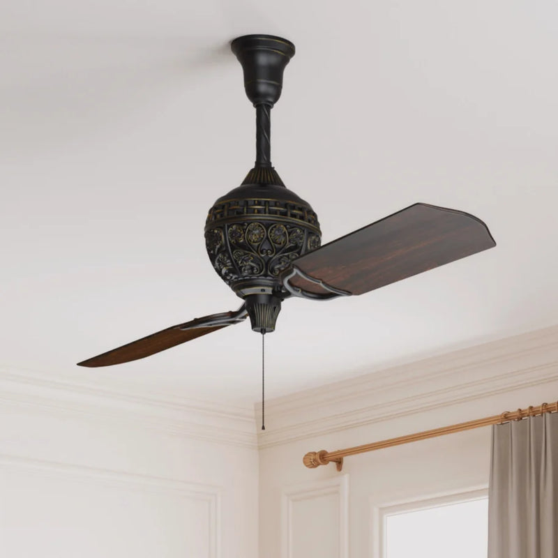 Hunter 60-Inch 1886 Limited Edition Ceiling Fan - Midas Black/Distressed Dark Cherry Basswood