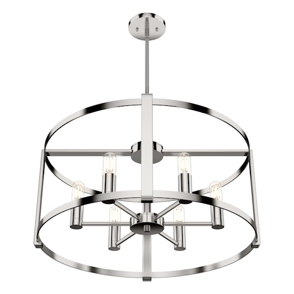 Hunter Astwood 6 Light Linear Chandelier in Polished Nickel