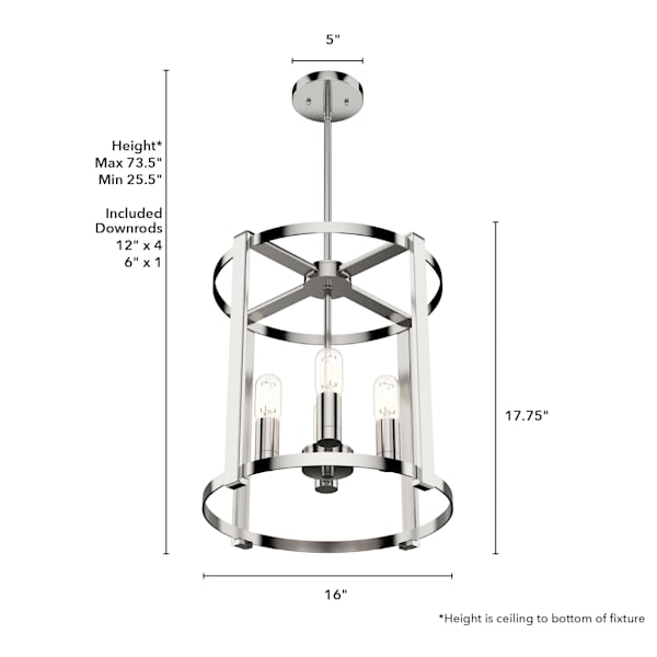 Hunter Astwood 4 Light Chandelier in Polished Nickel