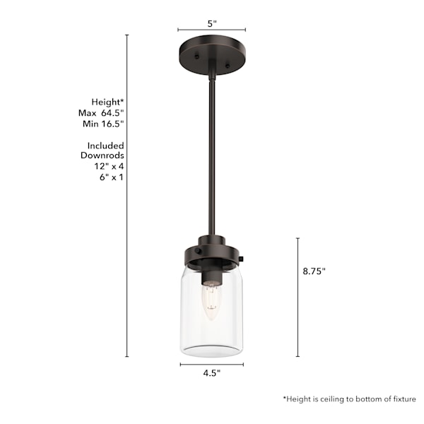 Hunter Devon Park 1 Light Mini Pendant in Onyx Bengal