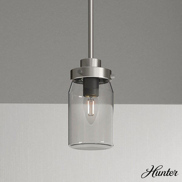 Hunter Devon Park 1 Light Mini Pendant In Brushed Nickel