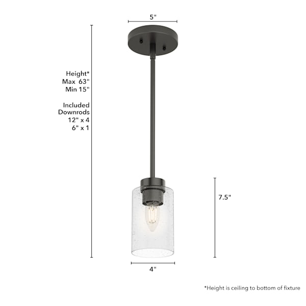 Hunter Hartland 1 Light Pendant in Noble Bronze