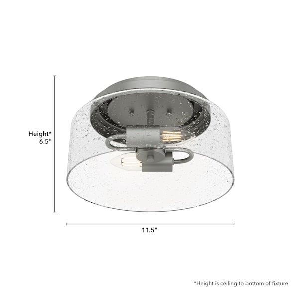 Hunter Hartland 2 Light Flush Mount in Matte Silver