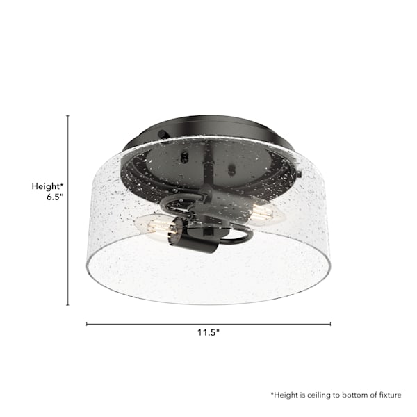 Hunter Hartland 2 Light Flush Mount in Noble Bronze