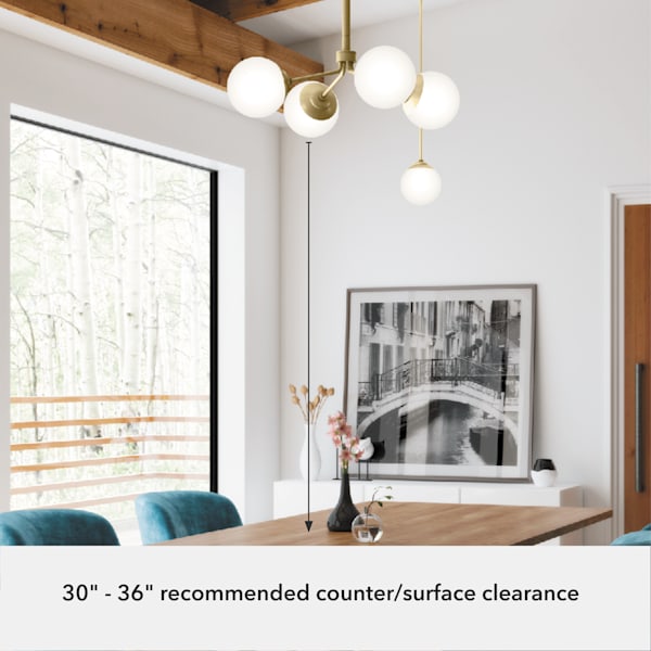 Hunter Hepburn 4 Light Chandelier in Painted Modern Brass