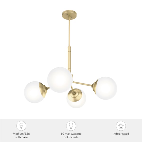 Hunter Hepburn 4 Light Chandelier in Painted Modern Brass