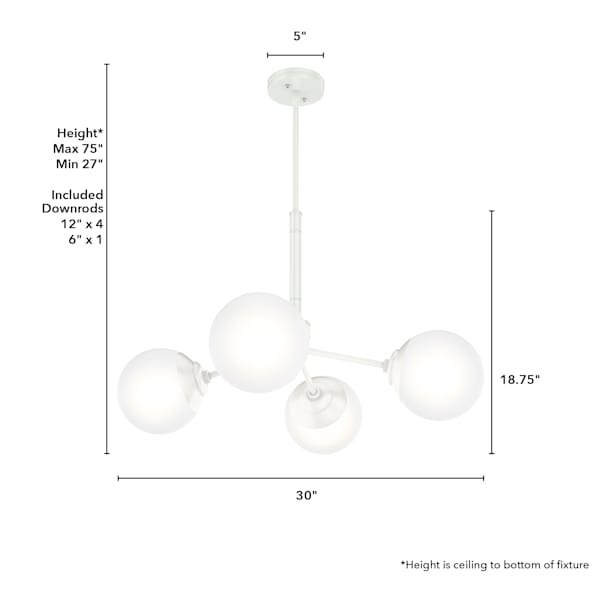 Hunter Hepburn 4 Light Chandelier in Matte White