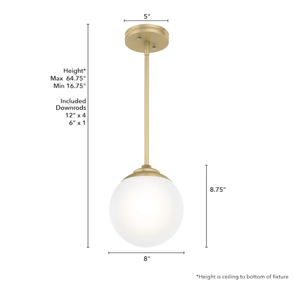 Hunter Hepburn 1 Light Mini Pendant in Painted Modern Brass
