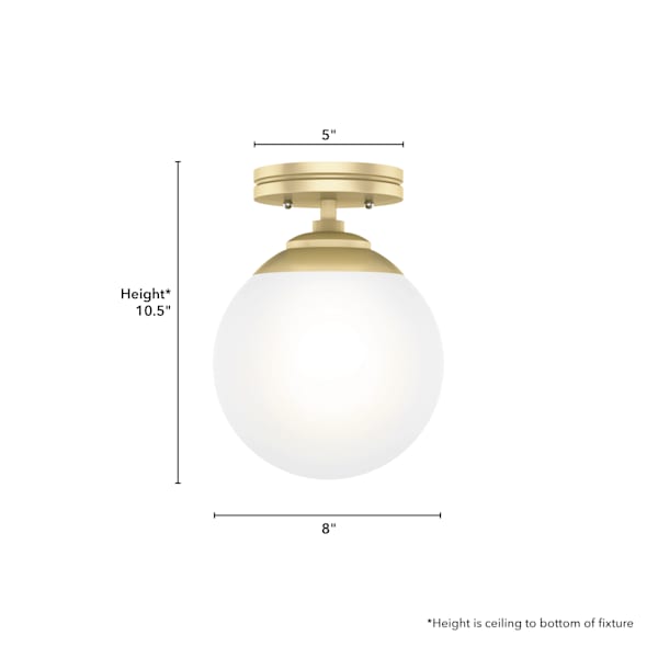 Hunter Hepburn 1 Light Semi-Flush Mount in Painted Modern Brass