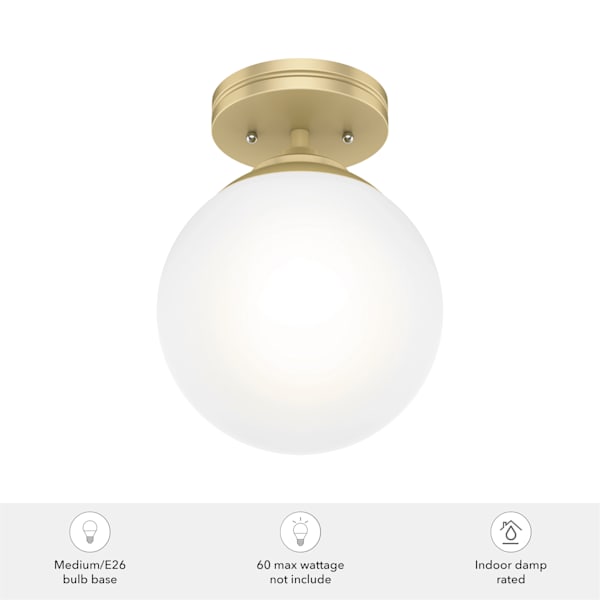 Hunter Hepburn 1 Light Semi-Flush Mount in Painted Modern Brass