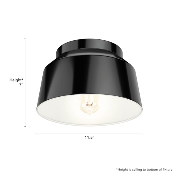 Hunter Cranbrook 1 Light Flush Mount in Matte Black