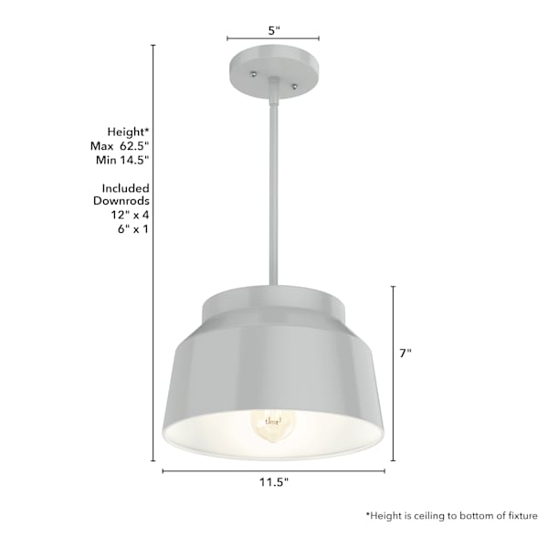 Hunter Cranbrook 1 Light Pendant in Dove Grey