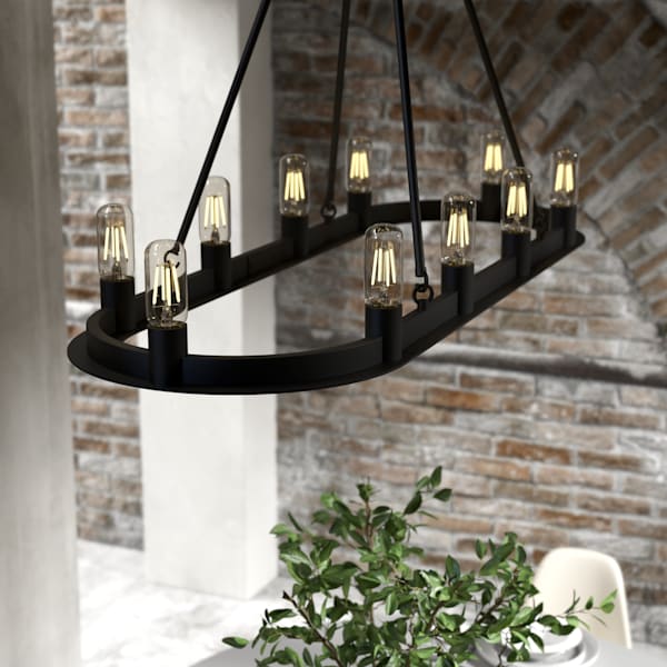 Hunter Saddlewood 10 Light Chandelier in Natural Iron
