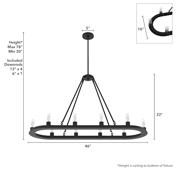 Hunter Saddlewood 10 Light Chandelier in Natural Iron