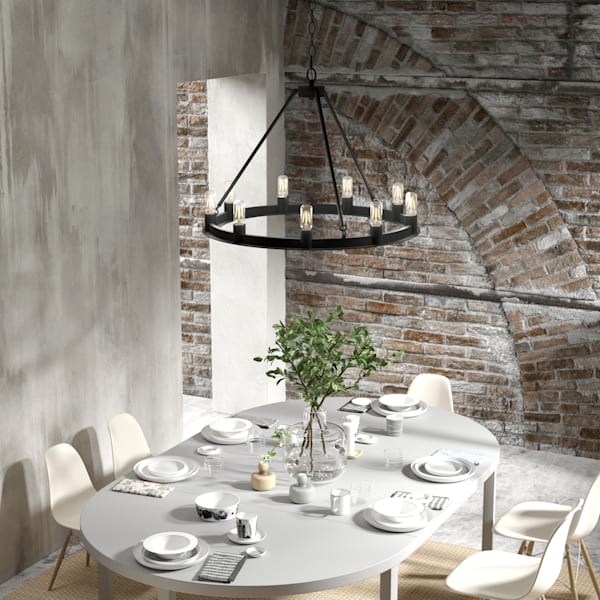Hunter Saddlewood 9 Light Chandelier in Natural Iron