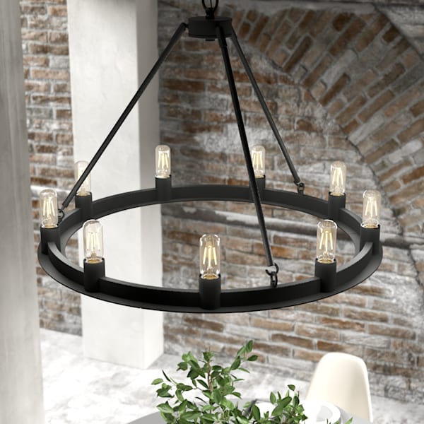 Hunter Saddlewood 9 Light Chandelier in Natural Iron