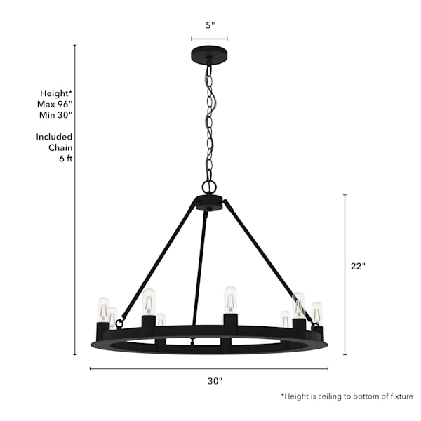 Hunter Saddlewood 9 Light Chandelier in Natural Iron