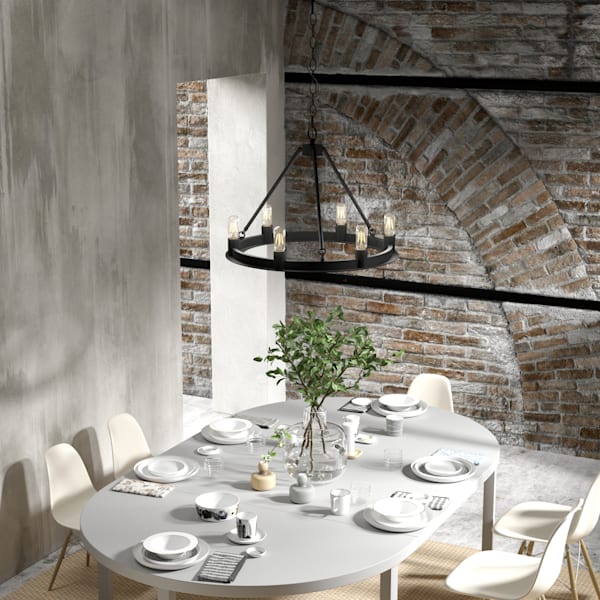 Hunter Saddlewood 6 Light Chandelier in Natural Iron