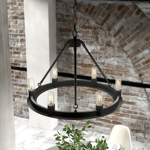 Hunter Saddlewood 6 Light Chandelier in Natural Iron