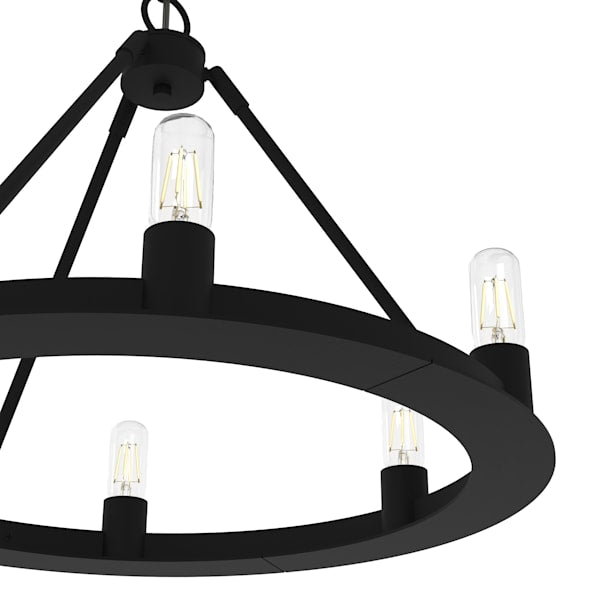 Hunter Saddlewood 6 Light Chandelier in Natural Iron