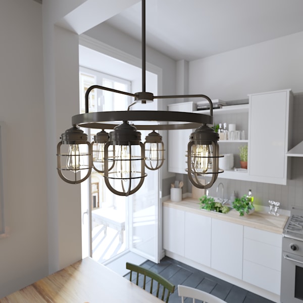 Hunter Starklake 6 Light Chandelier in Noble Bronze