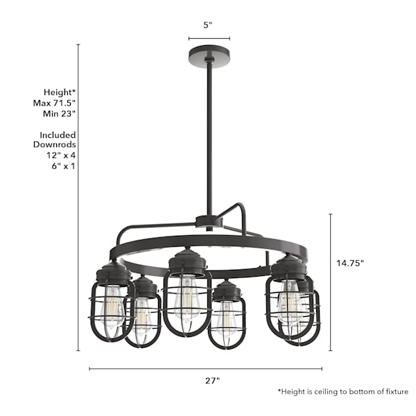 Hunter Starklake 6 Light Chandelier in Noble Bronze