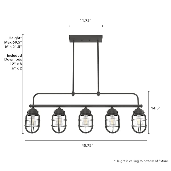 Hunter Starklake 5 Light Chandelier in Noble Bronze