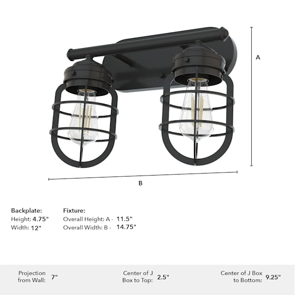 Hunter Starklake 2 Light Vanity in Noble Bronze