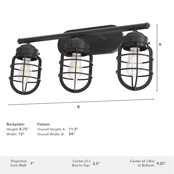 Hunter Starklake 3 Light Vanity in Noble Bronze