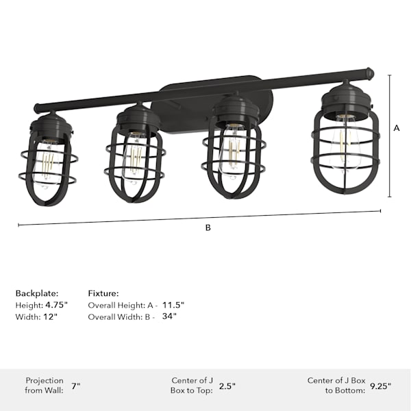 Hunter Starklake 4 Light Vanity in Noble Bronze