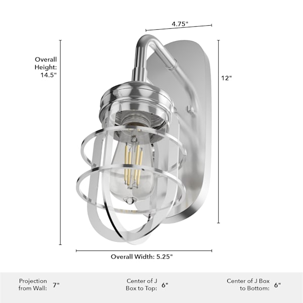 Hunter Starklake 1 Light Wall Sconce in Chrome