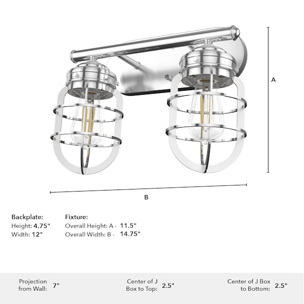 Hunter Starklake 2 Light Vanity in Chrome