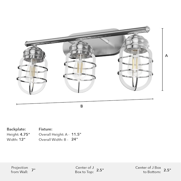 Hunter Starklake 3 Light Vanity in Chrome