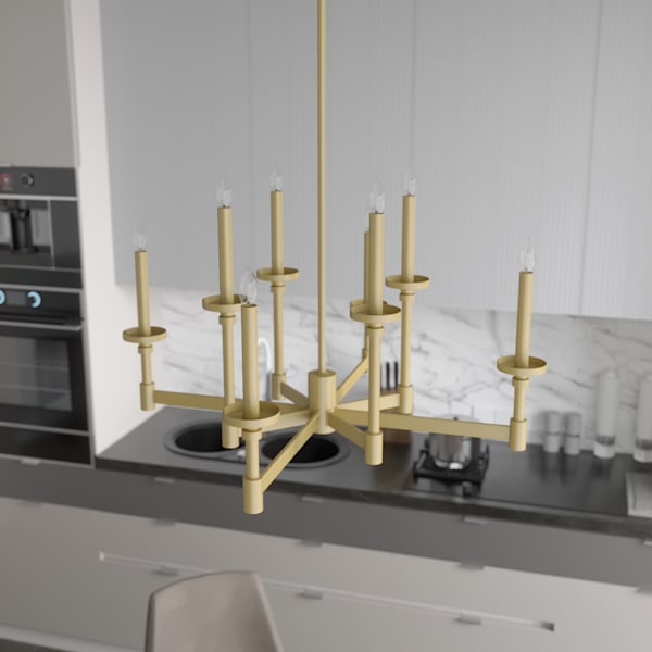 Hunter Briargrove 2-Tier 8 Light Chandelier in Modern Brass