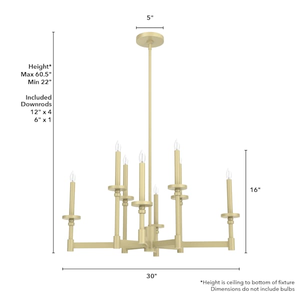 Hunter Briargrove 2-Tier 8 Light Chandelier in Modern Brass