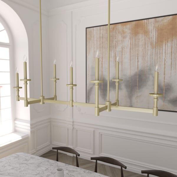 Hunter Briargrove 7 Light Linear Chandelier in Modern Brass