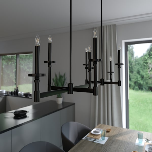 Hunter Briargrove 7 Light Linear Chandelier in Matte Black