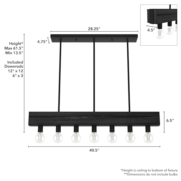 Hunter Donelson 7 Light Chandelier in Natural Iron
