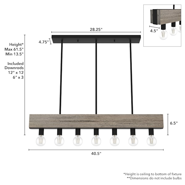 Hunter Donelson 7 Light Chandelier in Rustic Iron