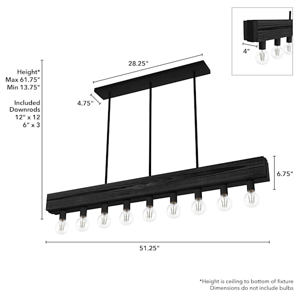 Hunter Donelson 9 Light Chandelier in Natural Iron