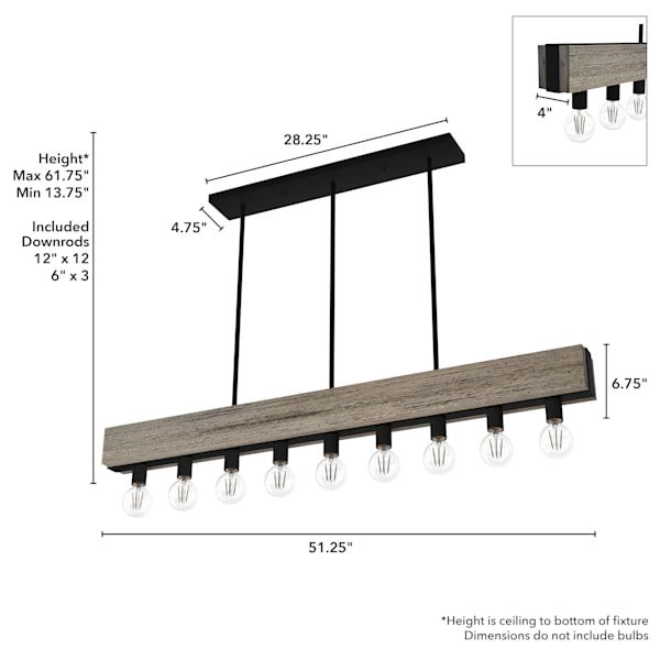 Hunter Donelson 9 Light Chandelier in Rustic Iron