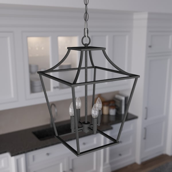 Hunter Laurel Ridge 4 Light Lantern 15 Inch Pendant in Natural Iron