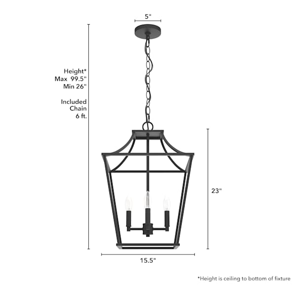 Hunter Laurel Ridge 4 Light Lantern 15 Inch Pendant in Natural Iron
