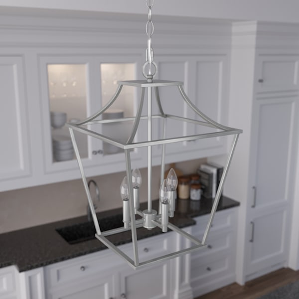 Hunter Laurel Ridge 4 Light Lantern 15 Inch Pendant in Brushed Nickel