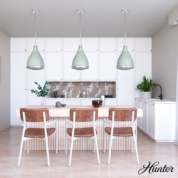 Hunter Bluff View 3 Light 14 Inch Pendant in Soft Sage