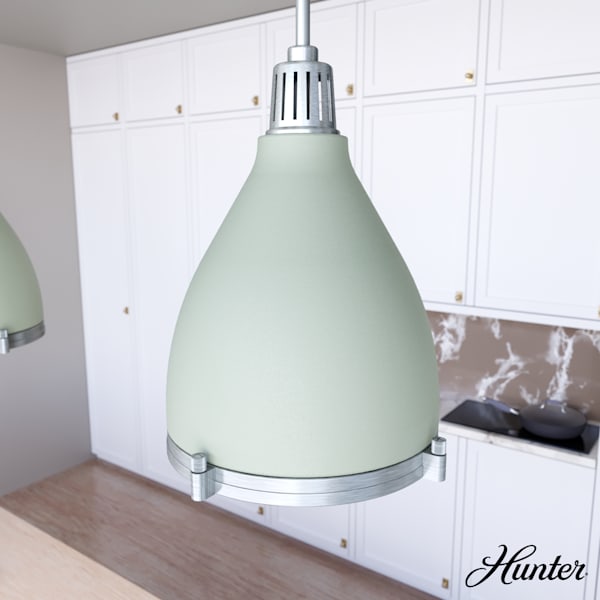 Hunter Bluff View 3 Light 14 Inch Pendant in Soft Sage