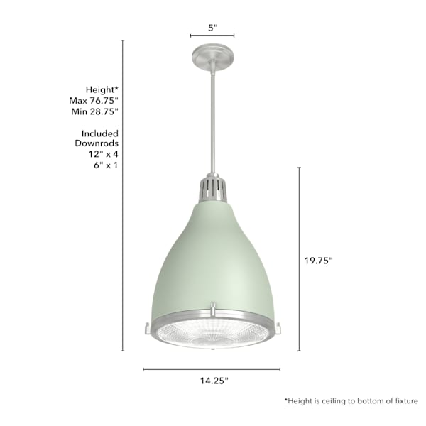 Hunter Bluff View 3 Light 14 Inch Pendant in Soft Sage