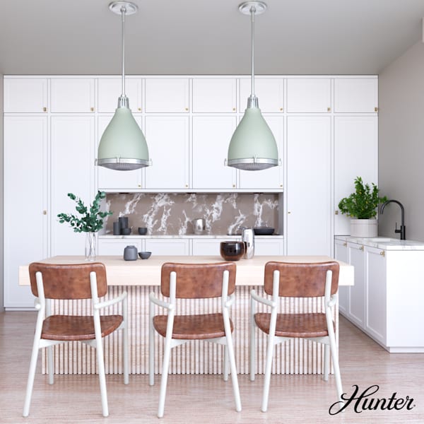 Hunter Bluff View 3 Light 16 Inch Pendant in Soft Sage